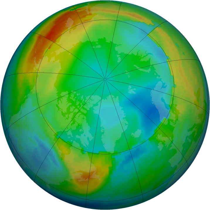 Arctic ozone map for 19 December 1988